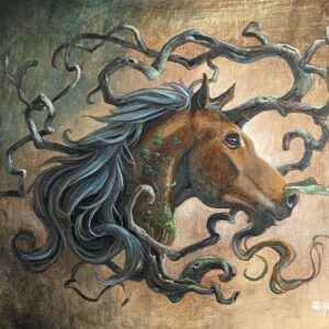peinture-fantastique-d'un-cheval-licorne-arbre